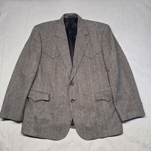 Circle S 100% Silk Gray Tweed Sport Coat Western Blazer Cowboy Rodeo Mens 48R